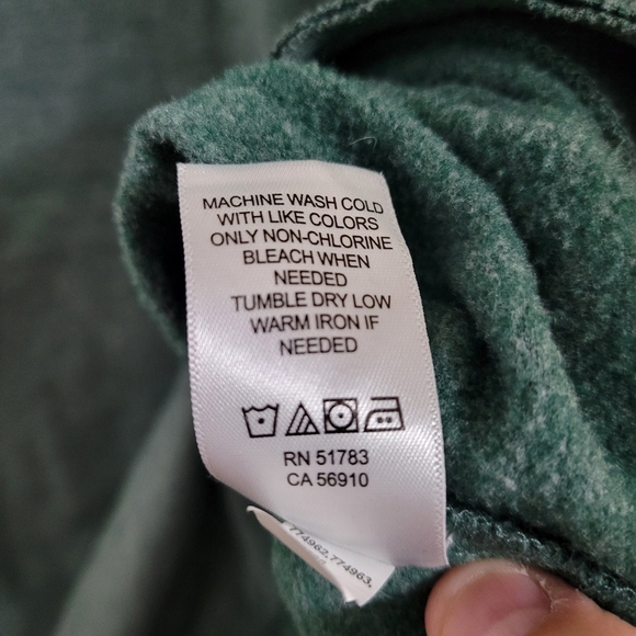 Maurices Plus Size Green Fall Hoodie, Plaid Hood, Buttons Green Sweatshirt, Sz 1 - Picture 5 of 5